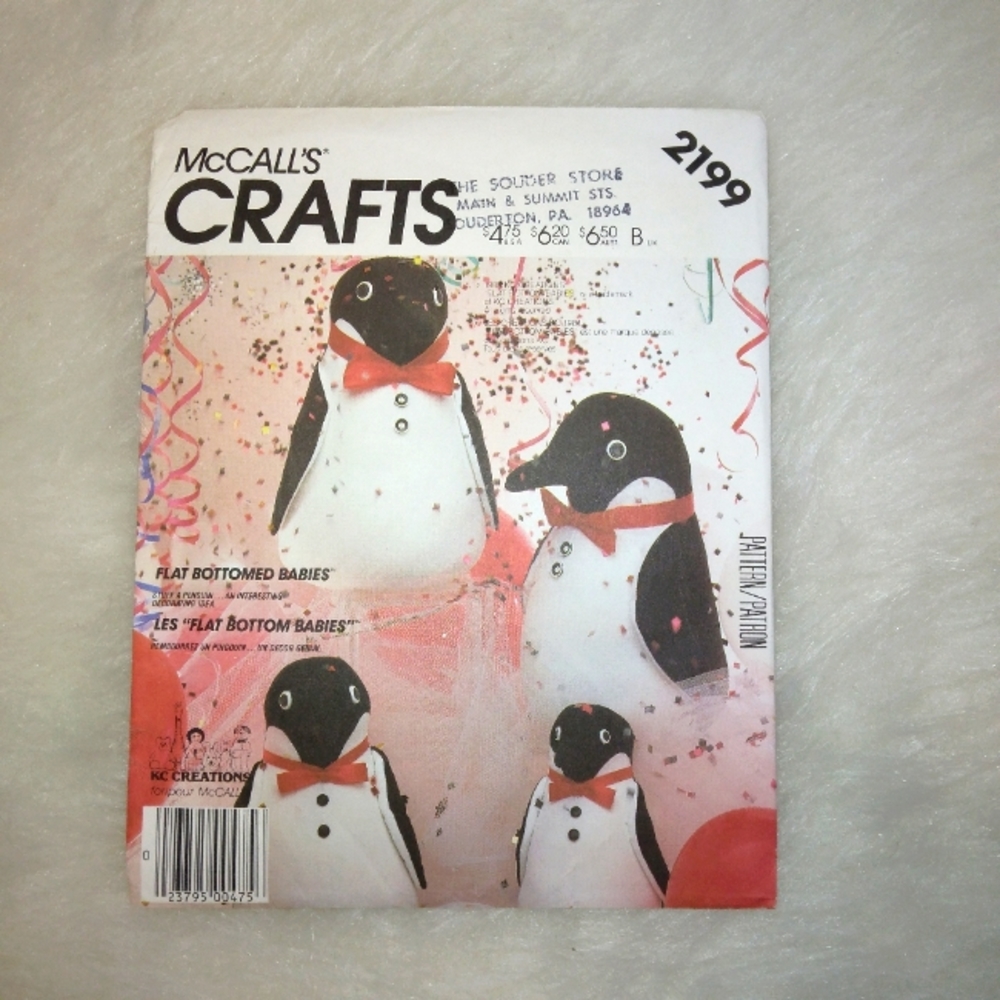 MCCALL'S 2199 Flat Bottom Babies Penguin in 3 sizes